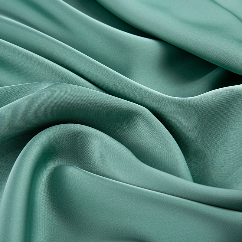 HY386 172GSM imitatieacetaat dubbele groene satijnen chiffon stof, imitatie zijde mode stof